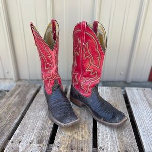 Anderson Bean Cowboy Boots Size 9 Women Red Tops